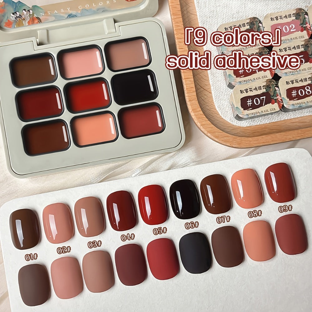 Gel Nail Polish Set 9 Colors Autumn Harvest High Saturation Soak-Off LED — Alcohol-Free Long-Lasting Solid Gel Polish Kit with Light Therapy Pen for Salon & Home Manicure - product image 8