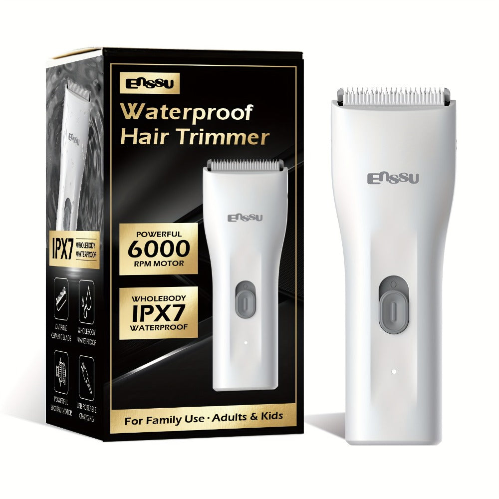 Manscaping Trimmer for Men IPX7 Waterproof Ceramic Blade Electric Groin & Pubic Body Hair Shaver – LCD Battery Display Replaceable Head Safe Grooming Tool, Black Blue White - product image 5