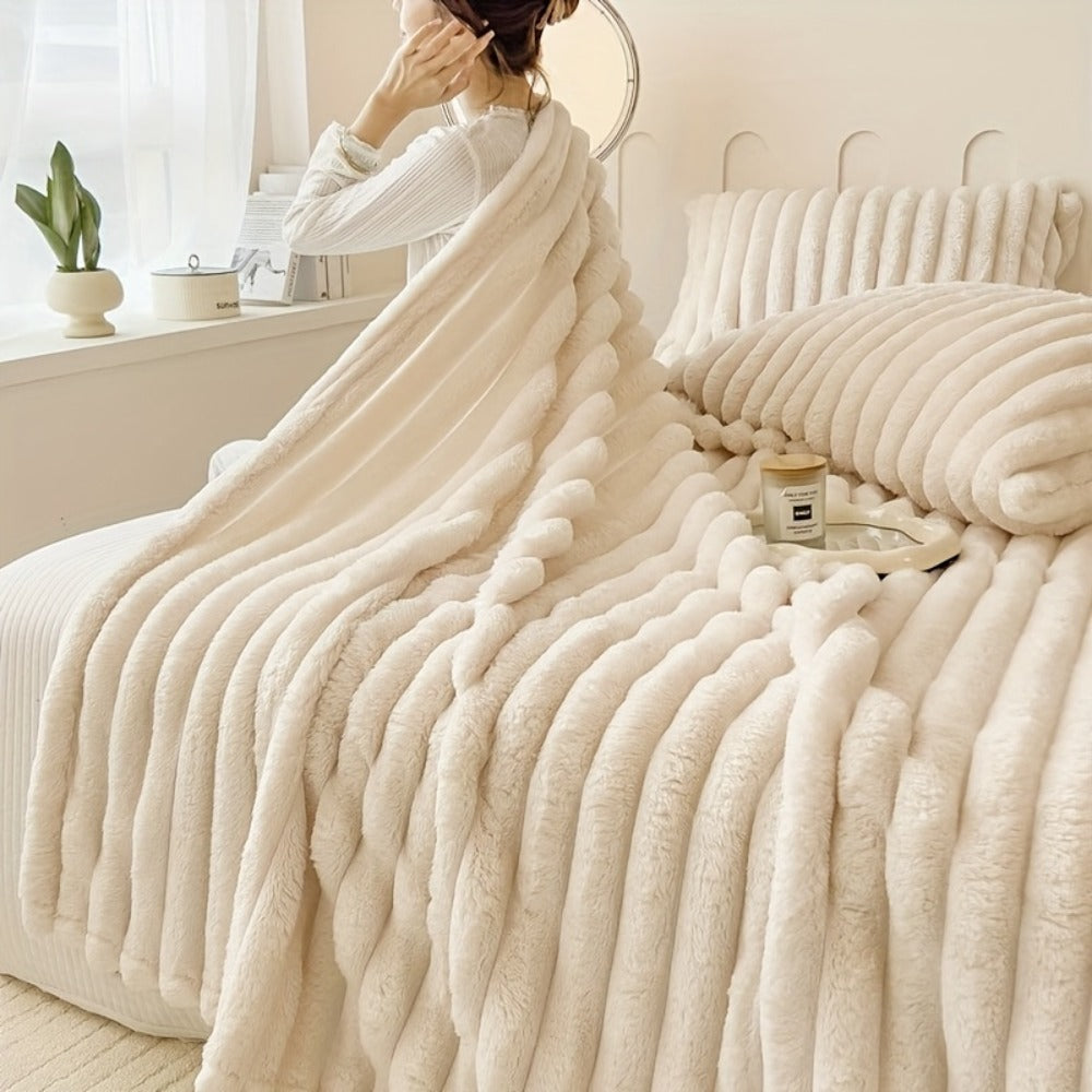 Reversible Faux Rabbit Hair Blanket – Thickened Soft Thermal Throw for Bed, Nap, Office & Camping, All Season, 4 Colors, 5 Sizes - product image 20