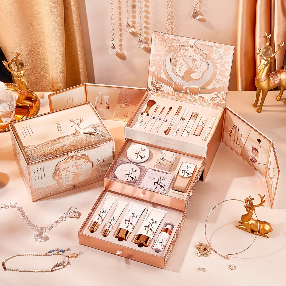 Luxury Makeup & Skincare Gift Set for Women – Complete All-in-One Cosmetic Kit with Beauty Tools, Plant-Based Squalane, Elegant Rose Gold Box, Birthday Christmas Valentine Gift for - product image