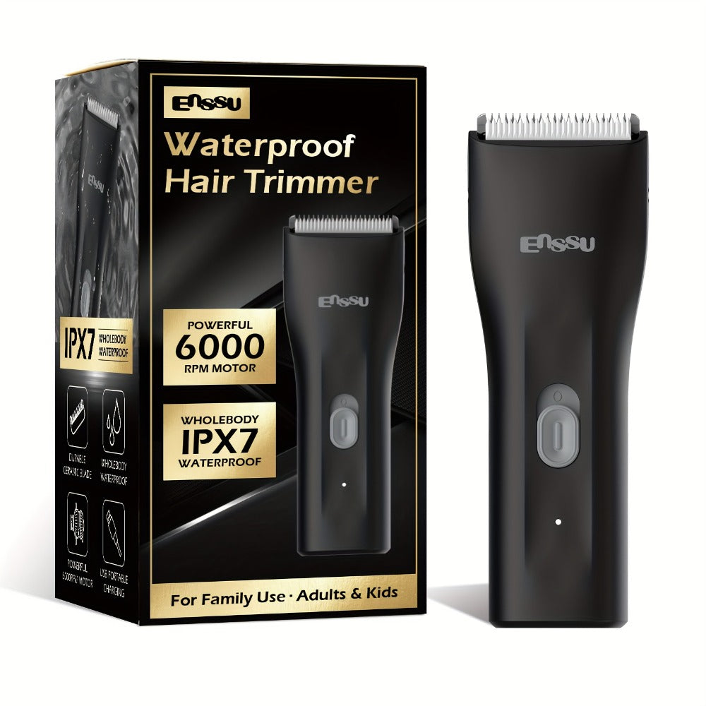 Ceramic Blade IPX7 Waterproof Ball Trimmer for Men Replaceable Head Electric Groin Pubic Body Hair Shaver LED Battery Display Safe Gentle Grooming Sensitive Areas Black Blue White - product image 3