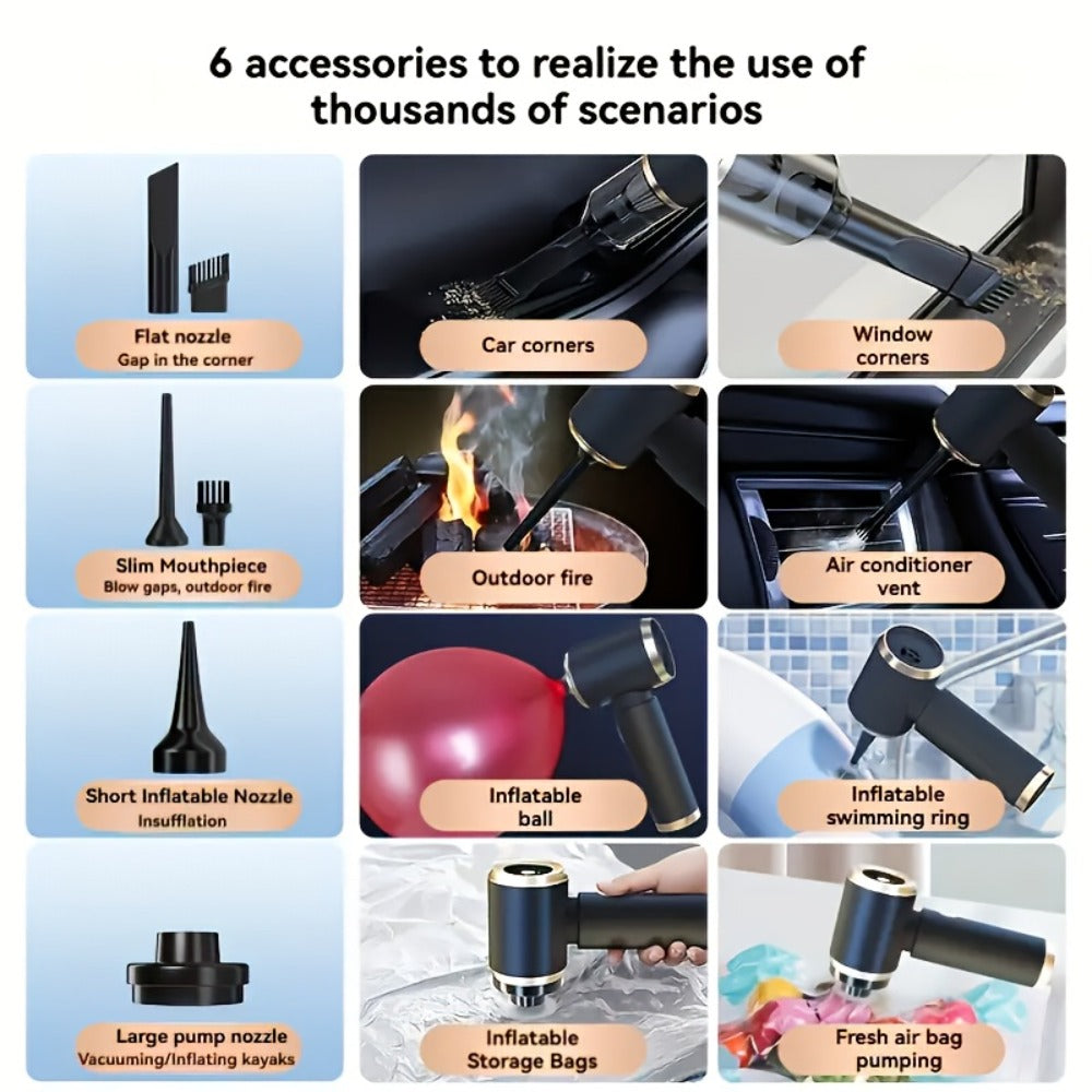Cordless Handheld Vacuum Cleaner 18000PA Strong Suction - 2-in-1 Air Duster & Vacuum, 120W High Power, Multi-Nozzle Portable Car Vacuum for Car Interior, Home, Pet Hair, Office Des - product image 6