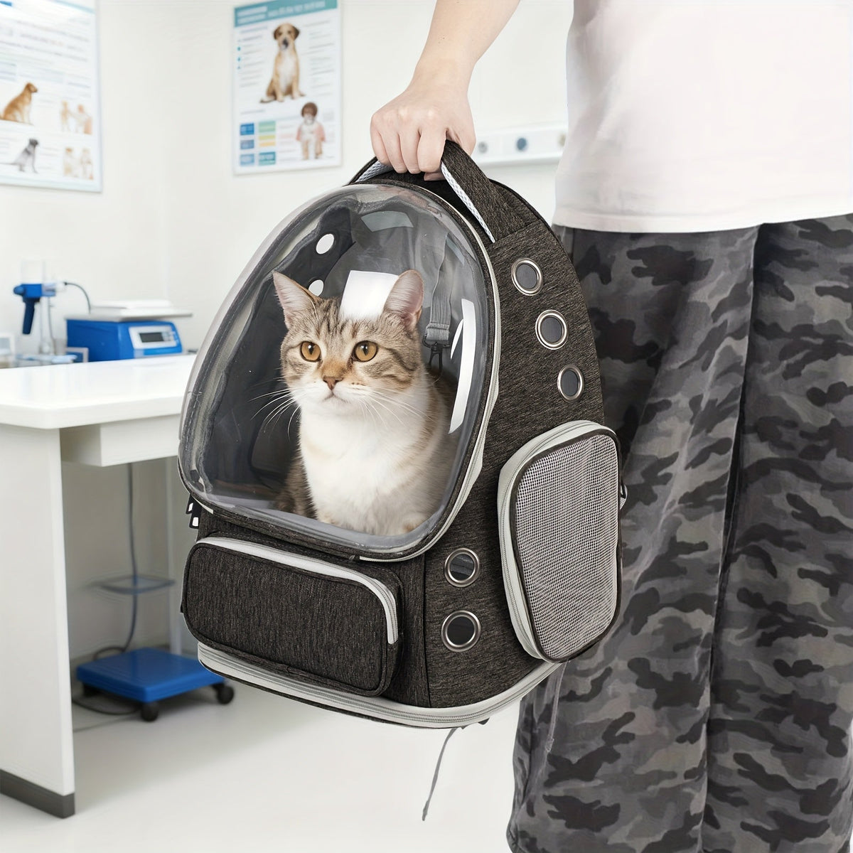 Cat Carrier Backpack Bubble Window Space Capsule Transparent Breathable Travel Bag for Cats & Kittens | Airline Approved Zipper & Pet Door Entry All-Season Cat - product image 3