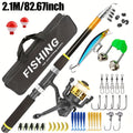 Medium-Fast Action Telescopic Fishing Rod with Line, Lures, Accessories Box & Carry Bag, Ambidextrous Design for Beginners – Baitcasting Rod and Reel Combo Set