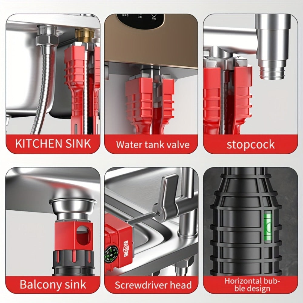 Sink Wrench Kit 18-in-1 Plumbing Tool Set - Universal Faucet Basin Wrench for Tight Spaces, Non-Slip Ergonomic Handle, Pipeline Maintenance Tool for Kitchen, Bathroom & Emergency P - product image 9