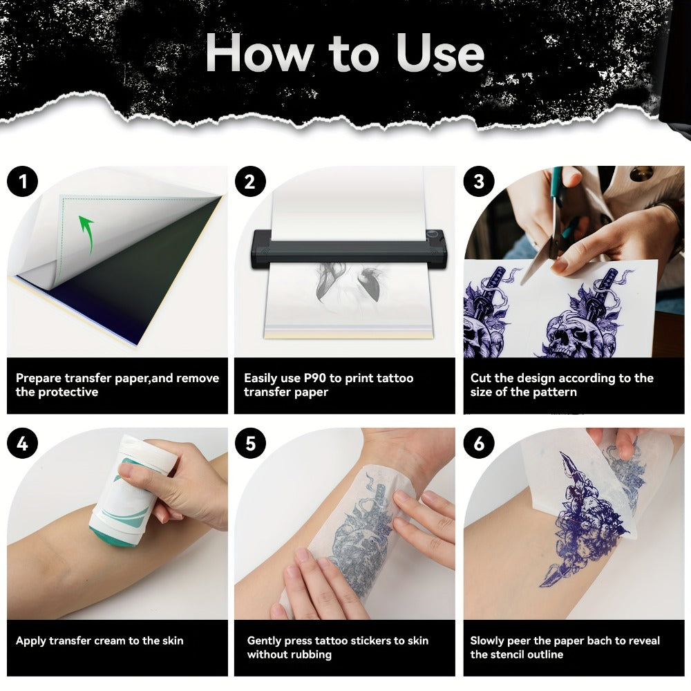 Thermal Tattoo Transfer Paper 40 Sheets Peripage Ink-Free A4 Stencil Paper High Definition Fast Imaging for Tattoo Stencil Printer Compatible with Tattoo Artists & Beginners - product image 3