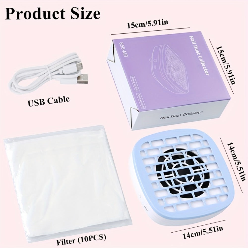 Nail Dust Collector Desktop USB Electric Nail Vacuum Fan Powerful Suction Powder Removal Machine with Filter for Manicure Nail Drill Salon Home Use White Pink Blue Purple - product image 6