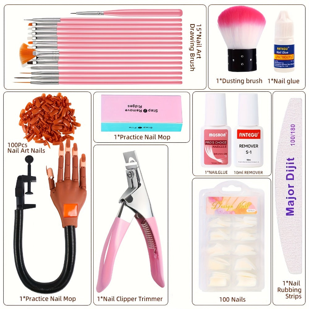 Nail Practice Hand Flexible Fake Hand Model Training Kit for Acrylic Nail Art – Nail Glove Set with Pink Hand Mold for Beginners & Professional Nail Technicians - product image 5
