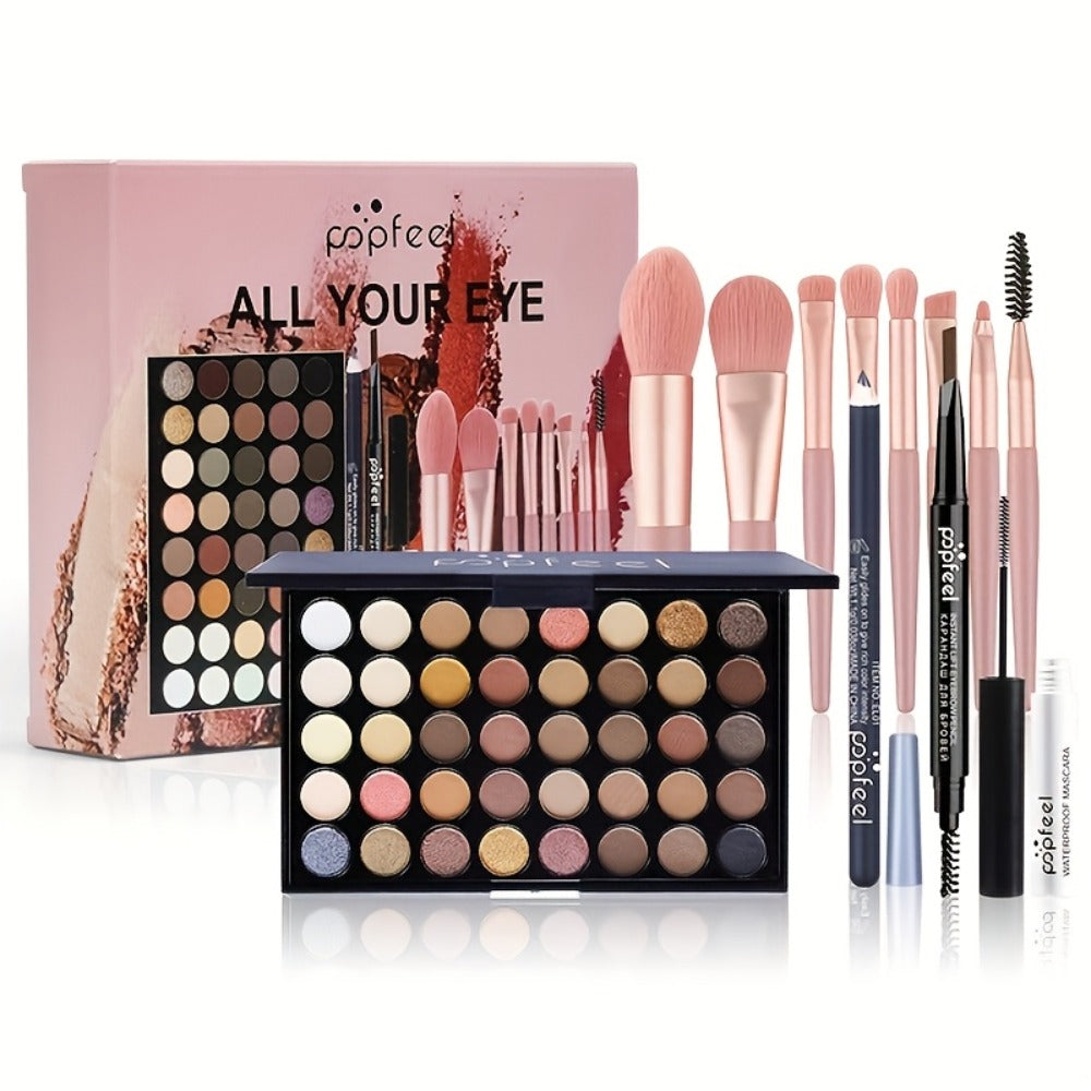 Squalane Eye Makeup Kit 40 Shades – Berry Pink Purple Shimmer Eyeshadow Palette with Mascara, Eyeliner, Brow Pen & Brush, Complete Beginner Eye Makeup Set, Gift for Women & Teens - product image 3