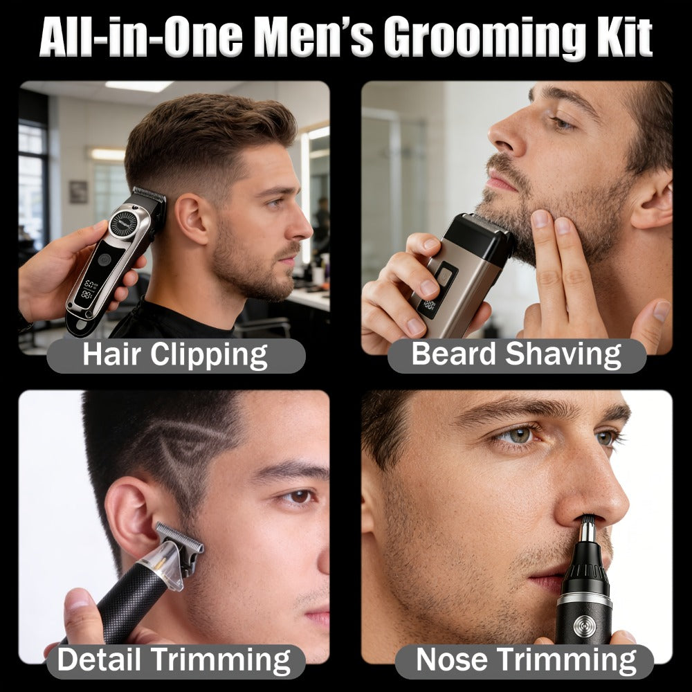 3-in-1 Grooming Kit for Men — Electric Hair Clipper, Nose Hair Trimmer & Shaver Set, USB Rechargeable Lithium Battery Cordless, 2 3 4-Piece Options, Black & Golden, Gift for Husban - product image 14