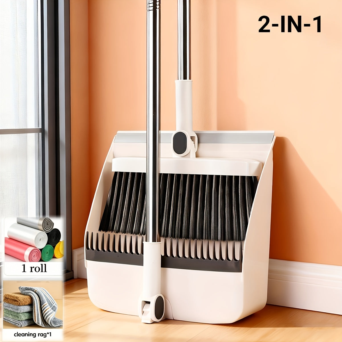 2-In-1|3-In-1|4-In-1 Household Broom with Dustpan Floor, Brush Set Foldable Broom with Dustpan Combo Set and Brush Household Cleaning Tool Set - product image 3