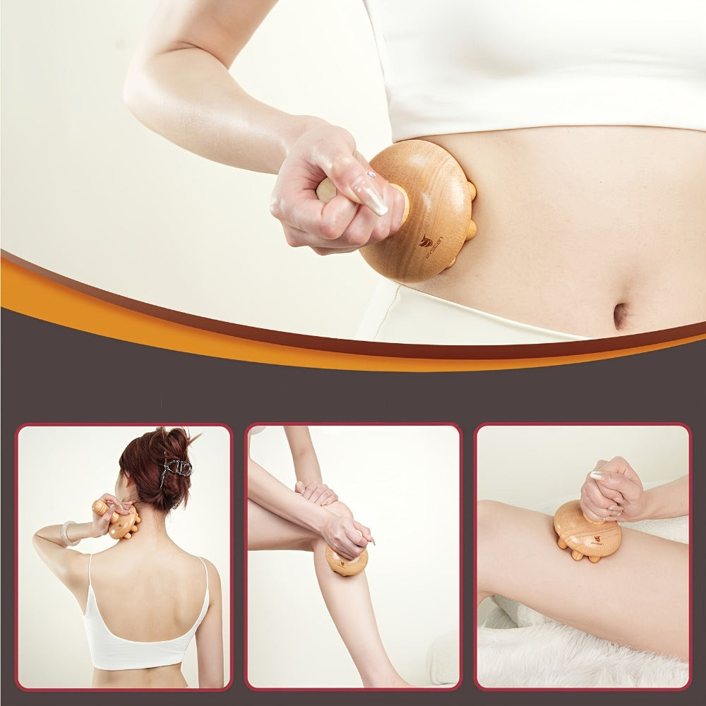 Wooden Mushroom Massager Anti-Cellulite Lymphatic Drainage Wood Therapy Body Massage Tool Ergonomic Handheld Natural Wood for Back Neck Thighs Legs Abdomen Self Care Gift for Women - product image 2