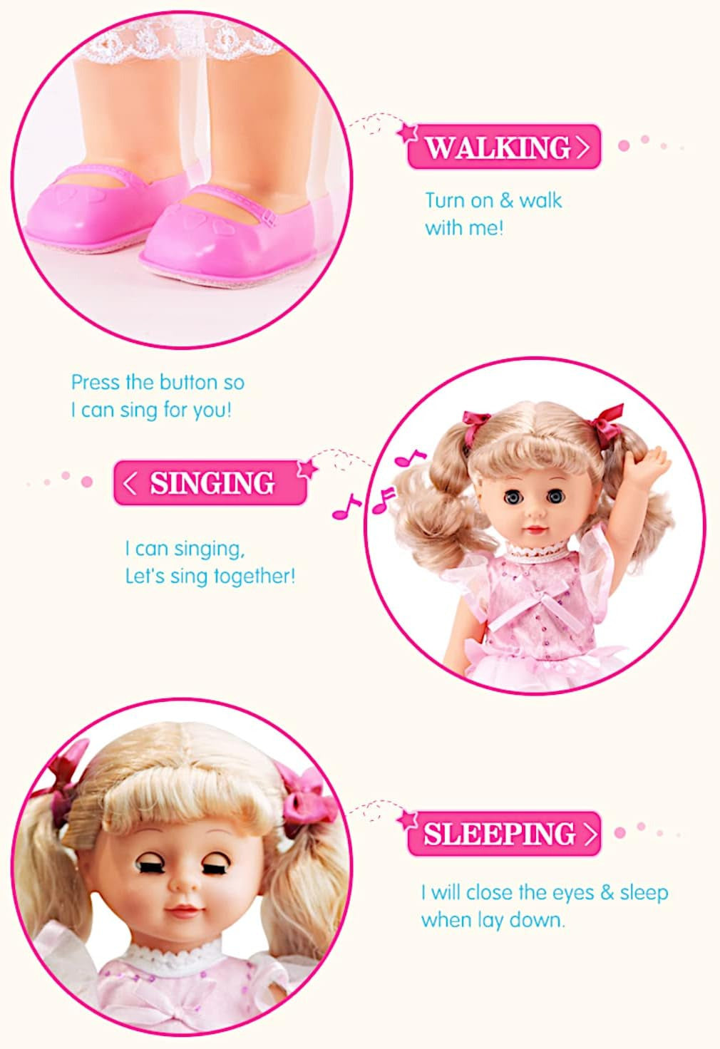 Walking Talking Doll Sonic Control 12 Inch Blonde Princess | Clap Activated Sings Walks Talks, Blinking Blue Eyes, Interactive Electronic Baby Doll, Birthday - product image 9