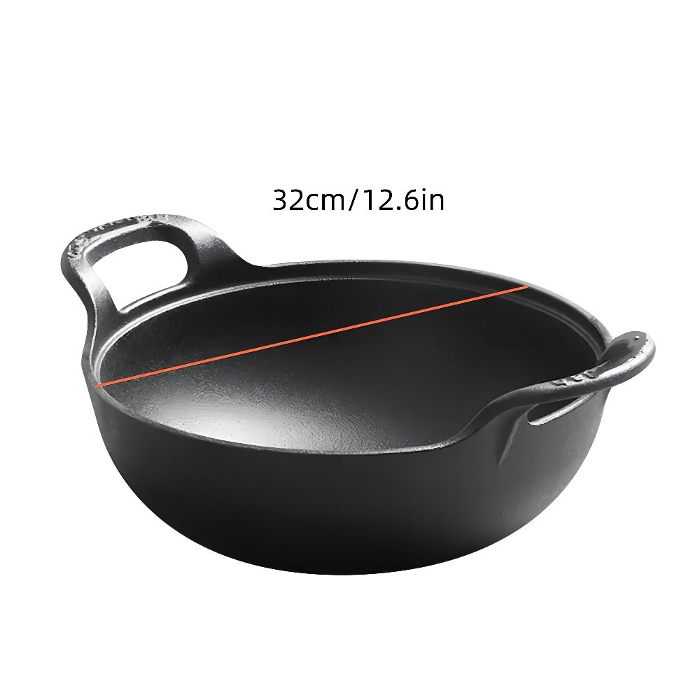 Cast Iron Wok Skillet Non-Stick Deep Stir Fry Pan with Dual Handles - Heavy Duty Uncoated Traditional Cooking Pot Multi-Size 9.84 10.62 11.81 12.59 Inch for Home Outdoor Grilling B - product image 9