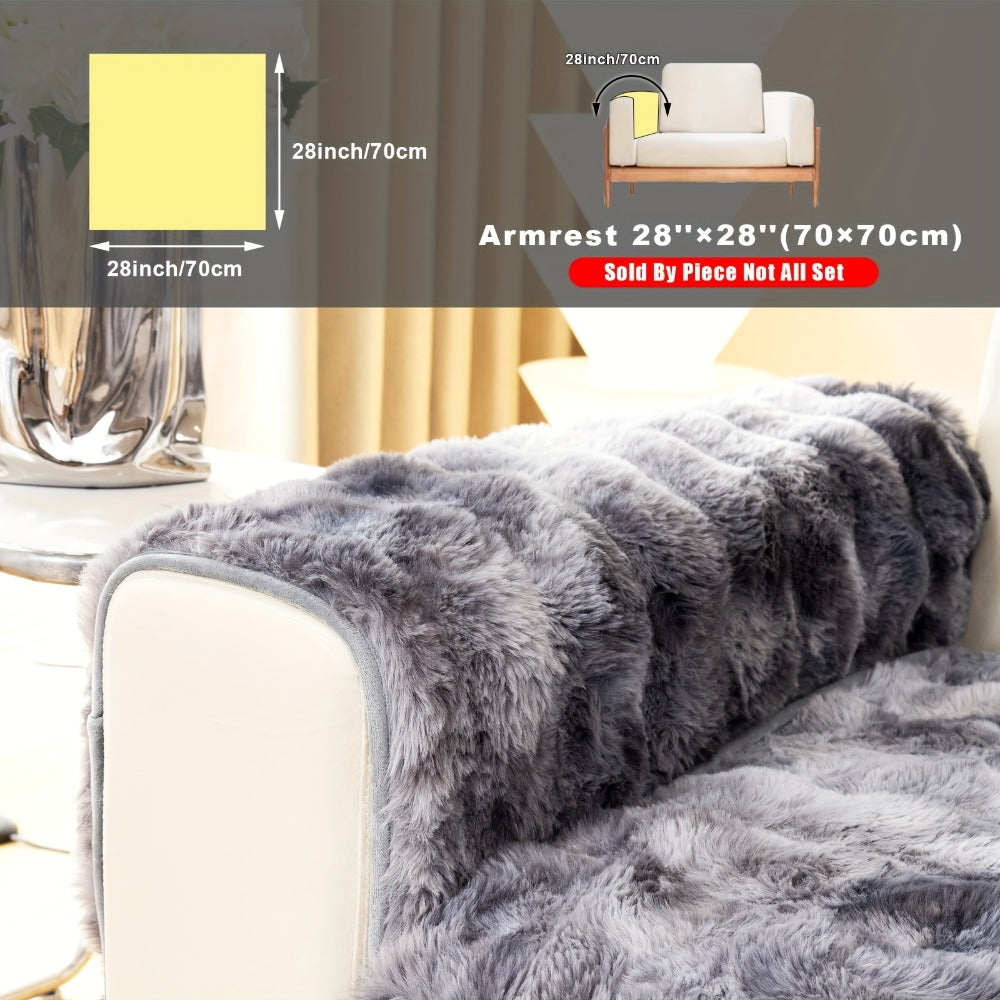 Plush Sofa Cover Faux Lamb Thick Fluffy Couch Slipcover Pet Friendly Machine Washable Gradient Color Polyester Furniture Protector for Armchair Single Double Triple Sofa Living Roo - product image 18