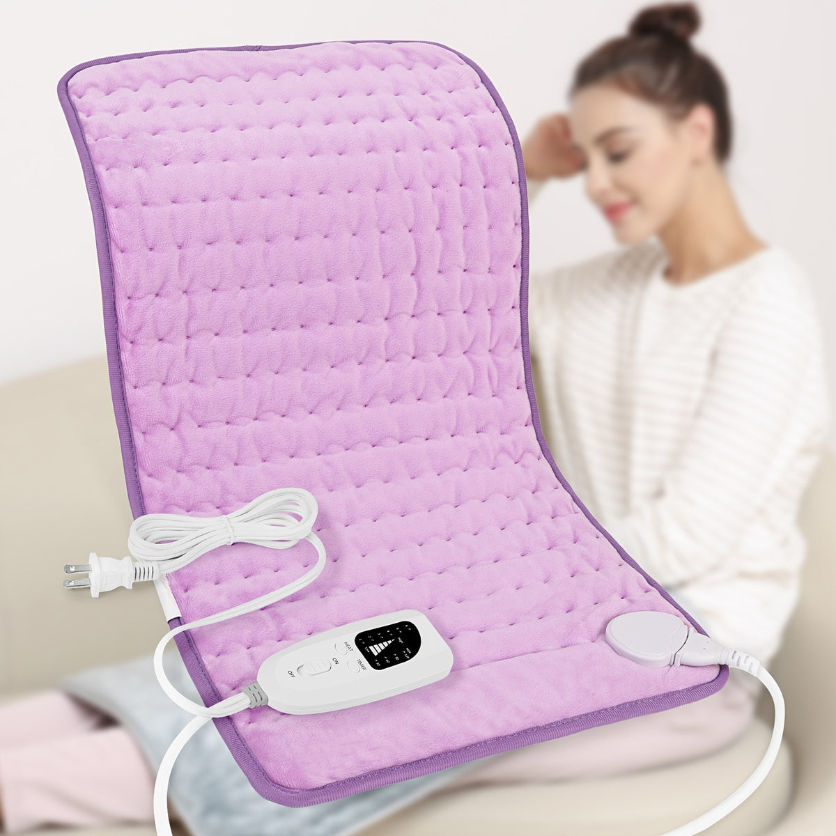 Extra Large Heating Pad - Back, Neck, Shoulders, Arms, Abdomen, Quickly Heated to 140 °F, Portable, 6 Heating Settings, Automatic Shut-Off, 24" X 12", Wet/Dry Options, Machine Washable