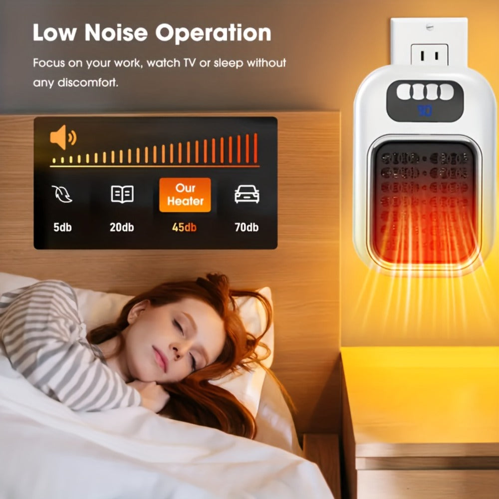 Wall Mounted Mini Electric Space Heater – Fast Heating, 3 Modes, Adjustable Temperature, Overheat & Tilt Protection, Display Screen, Portable Plug-In Heater for Home, Office, Bathr - product image 6