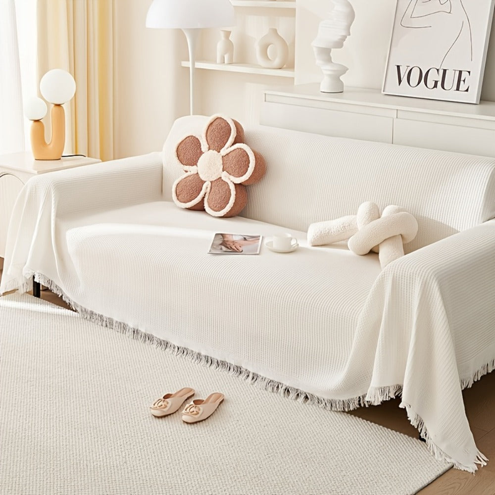 Sofa Throw Cover with Tassels Scratch Resistant Breathable Couch Blanket Slipcover Multifunctional All Season Settee Cover for Living Room Bedroom - Multiple Sizes and Colors - product image 5