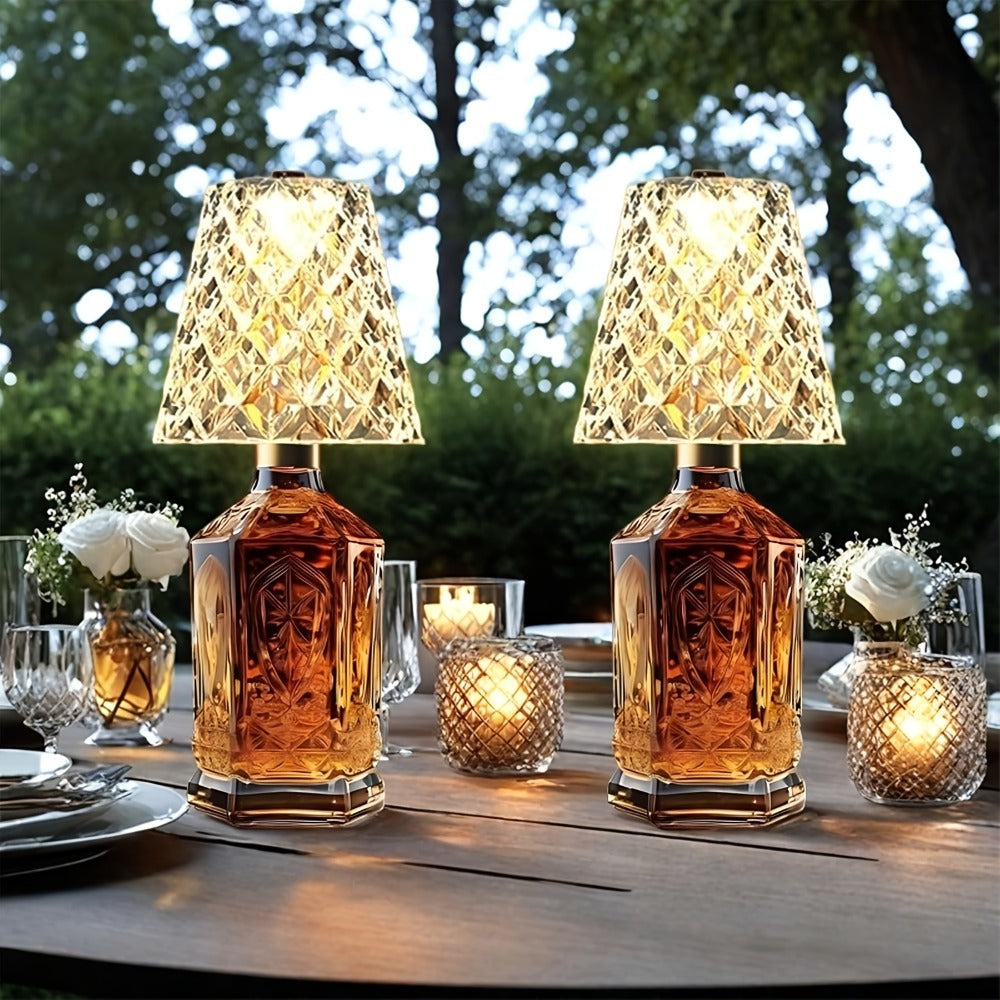 Wireless Wine Bottle Lamp – USB Rechargeable Acrylic Crystal Shade, 3-Color Touch Control Smooth Dimming, 2000mAh Cordless Bottle Light for Bar Decor, Home, Kitchen, Party & Table  - product image 4