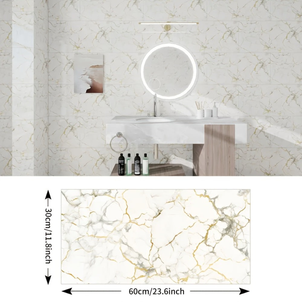Marble Pattern Wall Stickers Vinyl Decals Oversized Glam Style Self Adhesive High Gloss Removable Wallpaper for Kitchen Bathroom Living Room Office Home Decor 20 40 Pieces Multiple - product image 15