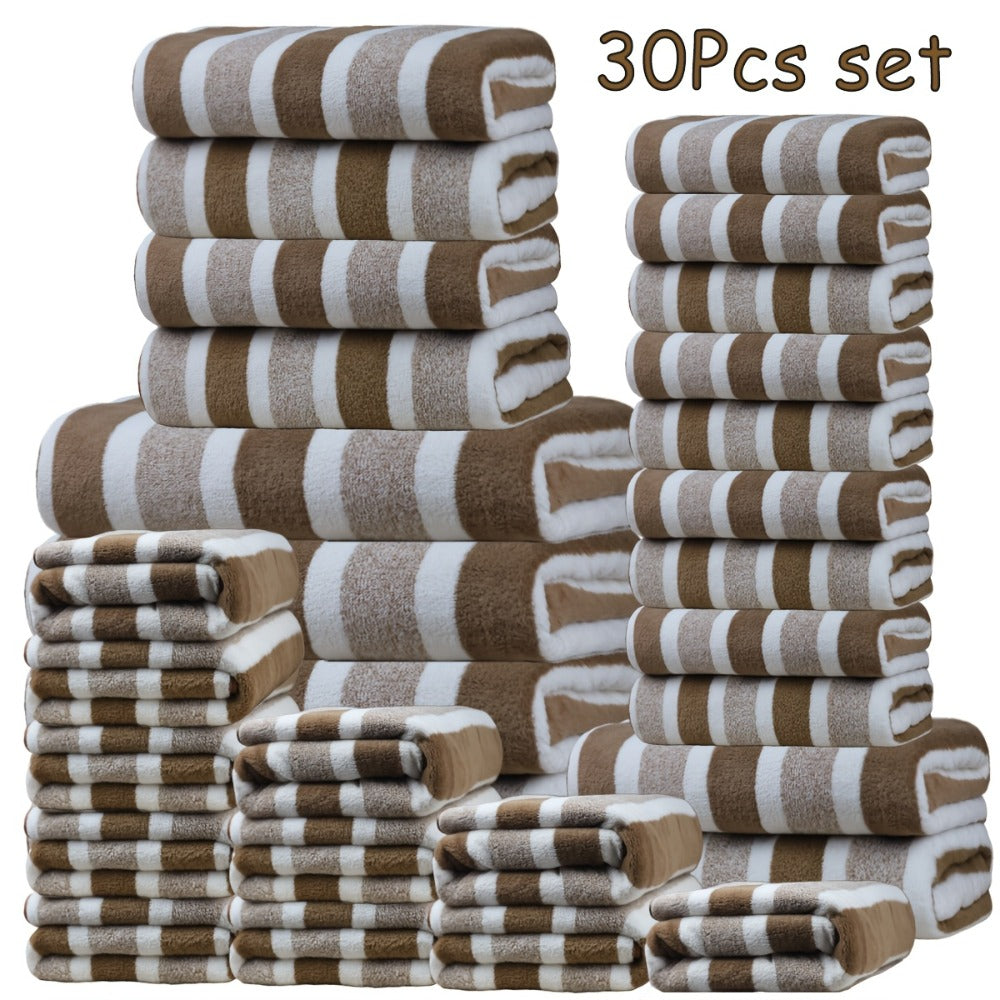 Bath Towel Set 30 Piece Coral Fleece Super Soft Quick Dry Fast Absorption Lightweight Large Wide Towels for Home Hotel Spa Gym Camping Christmas Gift Red Gray Green Navy Blue Purpl - product image 13