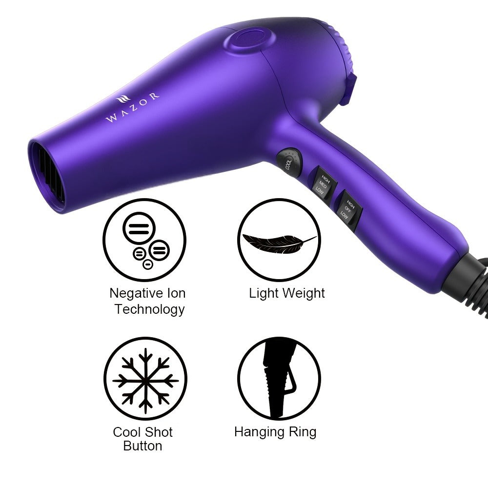 1875W Ionic Hair Dryer with Diffuser Concentrator Comb Nozzle - Professional Blow Dryer DC Motor 3 Heat 2 Speed Cool Shot Anti-Frizz Salon Quality for Women Black - product image 6