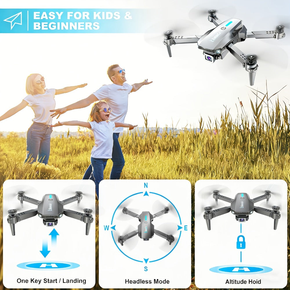 Beginner Vlogging Aerial Photography Quadcopter Gift for Kids Teens Adults | Foldable HD Camera Drone Free Storage Bag USB-C Charging 3D Flips Single or Dual - product image 8