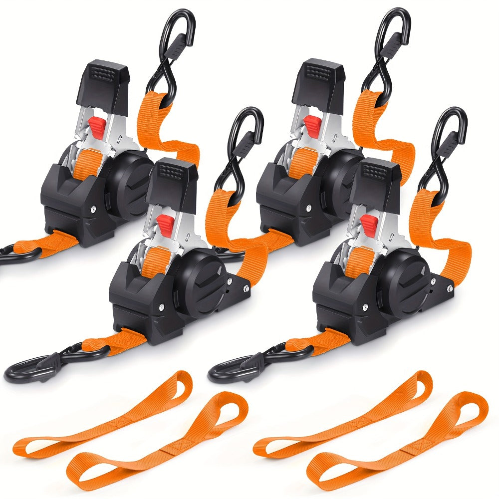 Retractable Ratchet Straps with Extension Strap – Heavy Duty Auto Self-Retracting Tie Down Cargo Straps for Truck Trailer Motorcycle Moving & Appliances - product image 15
