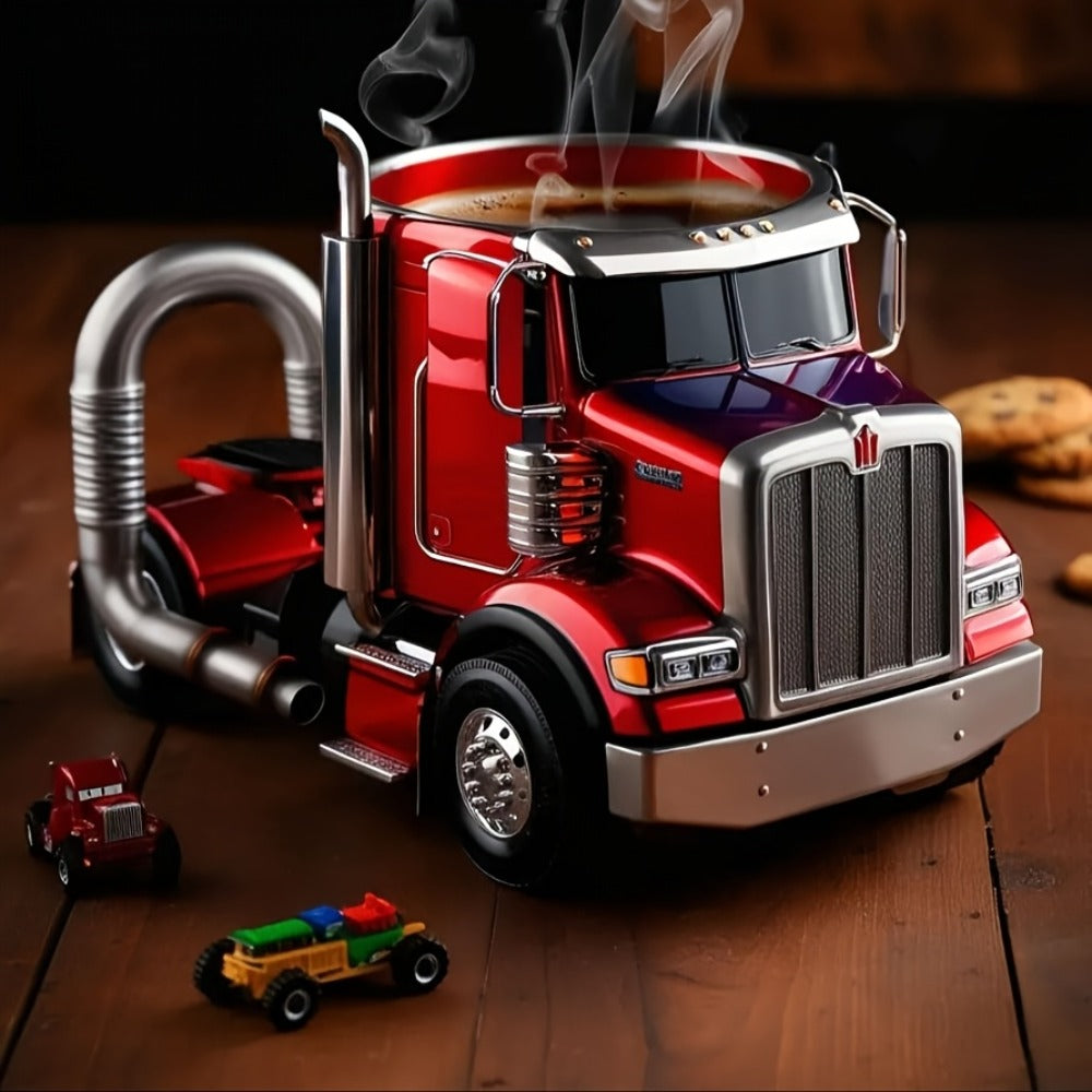 Semi Truck Coffee Mug Handmade Semi-Truck Shaped Cup – Creative Novelty Coffee Tea Mug, Unique Trucker Gift for Men, Truck Drivers & Coffee Lovers – Blue & Black - product image 7
