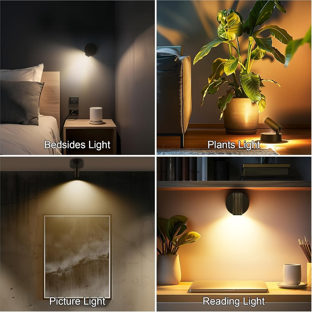 Rechargeable Indoor Spotlight LED – 3-Color Dimmable with Remote & Timer, 350° Adjustable, 2500mAh Battery, Magnetic Base Wall Accent Light for Pictures, Plants & Artwork (White /  - product image 9