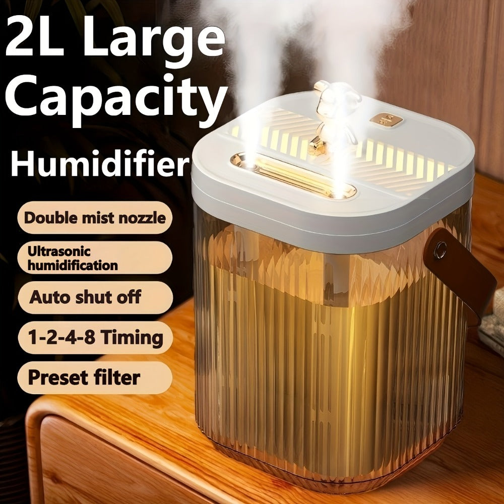 Large Humidifier 2L Smart 2-in-1 with Night Light – Dual Nozzle, 3 Mist Modes, Auto Shut-Off, Dry Burn Protection, Silent Operation, Covers 215 Sq Ft, for Bedroom, Baby Room & Offi - product image