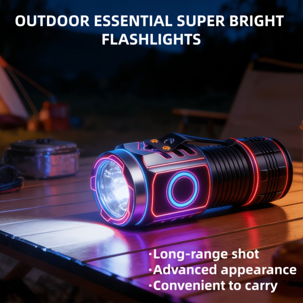 Handheld Flashlight 2 Pack Rechargeable LED | Ultra-Bright Multi-Mode Working Lamp Long Distance | ABS Portable Torch for Camping Hiking Emergency Home Outdoor Use - product image 6