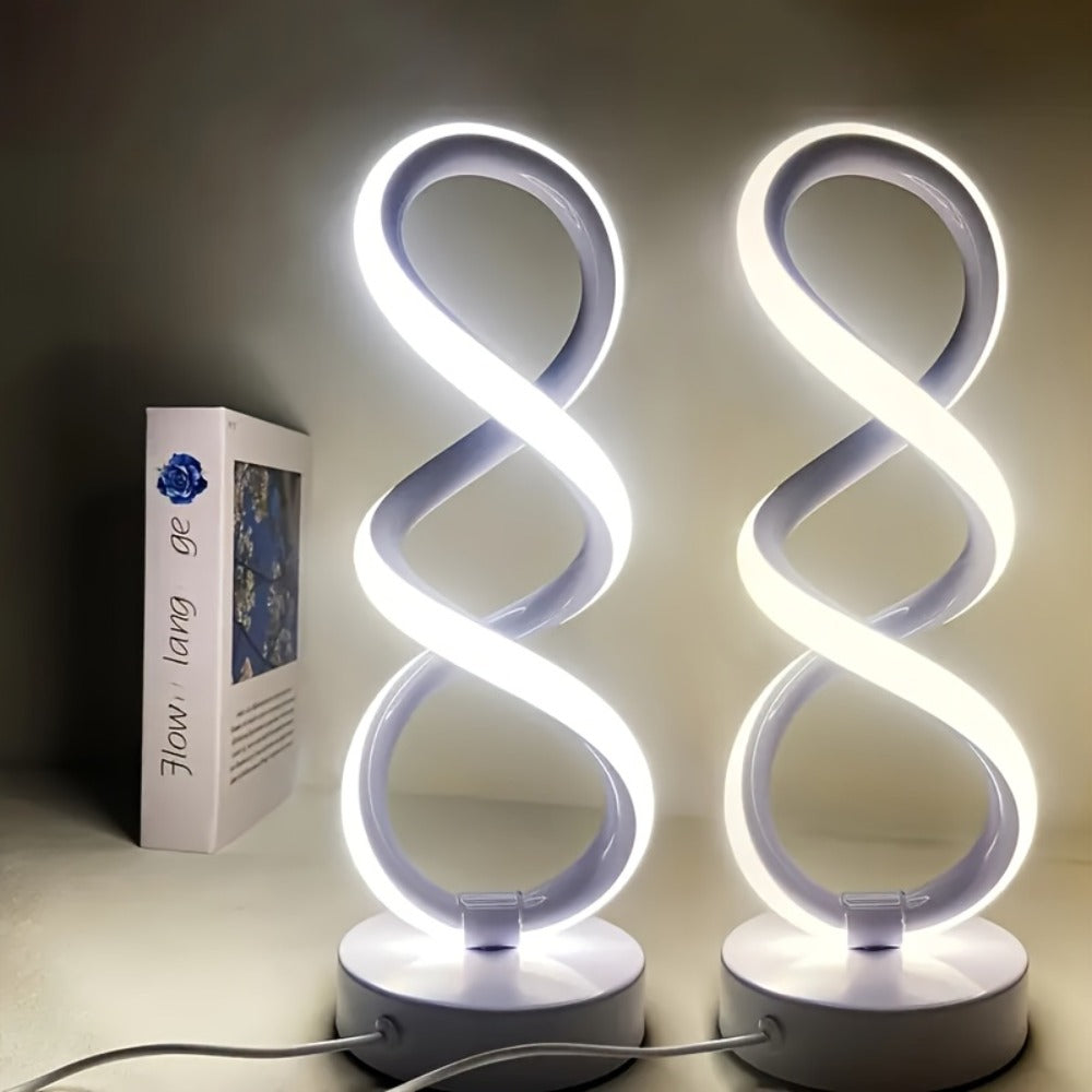 Spiral LED Table Lamp, Dimmable Push Button Control Desk Light for Bedroom Living Room Office, Modern Metal Base Indoor Accent Lamp, Unique Spiral Design Home Decor Gift for Christ - product image 17
