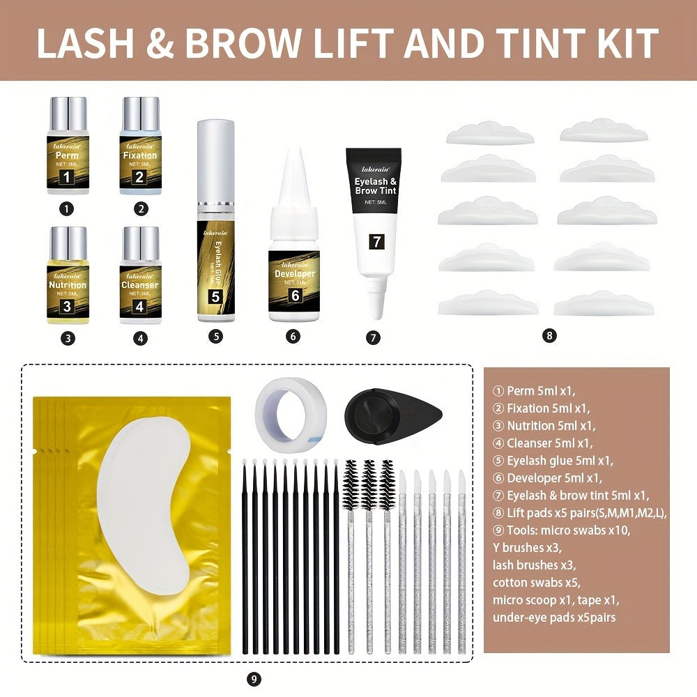 Lash Lift Kit & Brow Lamination Tint Set — 2-in-1 Eyelash Perm & Eyebrow Lamination with Black Brown Tint Dye, 4-6 Week Long-Lasting Results, DIY Home or Salon Use, Complete Beauty - product image 7