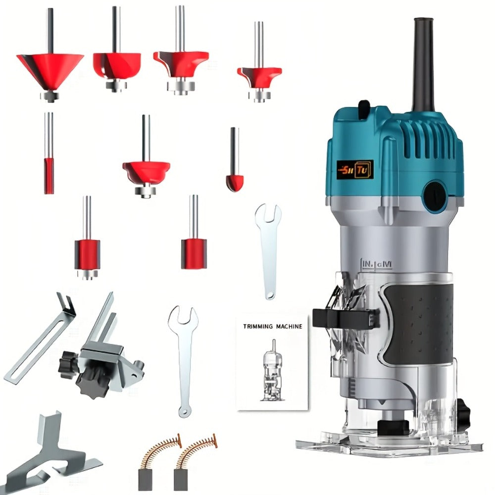 Wood Router 800W Trim Router for Woodworking - 35000RPM Electric Router with Edge Guide, Roller Guide, 6-Speed Adjustment for Precise Trimming, Profiling & Milling - product image 3