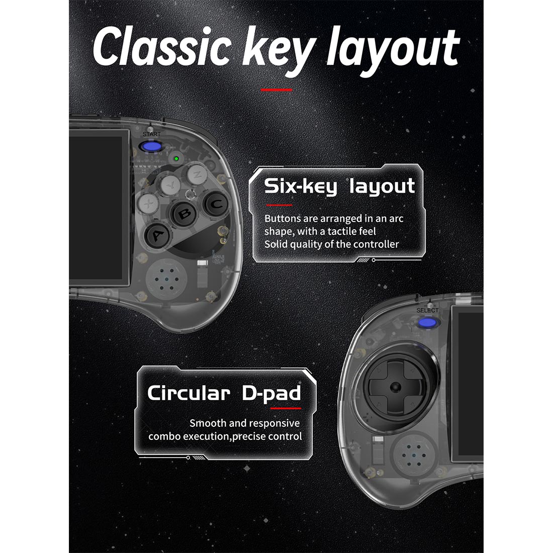 Anbernic RG ARC-S Arcade Six-Key Retro Handheld Game Console Linux 4" IPS HDMI 20+ Emulators Fighting Games 3500mAh Travel-friendly Emulator for Street Fighter Metal Slug Beat-Em-Up Fans 2 Colors