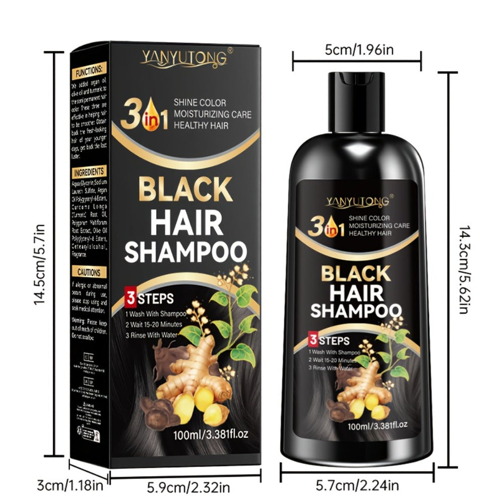 Polygonum Multiflorum Black Hair Dye Shampoo with Ginger Extract 100ml — Instant Gray Coverage, Gentle Plant-Based Ammonia-Free Formula, Long-Lasting Color, He Shou Wu, Unisex Men  - product image 5