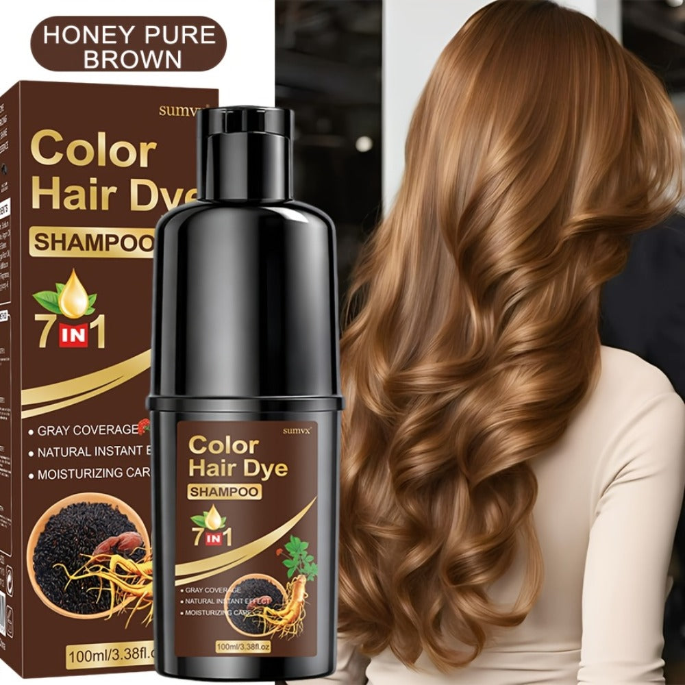 Natural Herbal Hair Dye Shampoo 3.38oz — Moisturizing & Conditioning Easy-Apply Hair Color, 5 Shades: Black, Brown, Chestnut Brown, Golden Brown & Coffee, Holiday Gift - product image 4