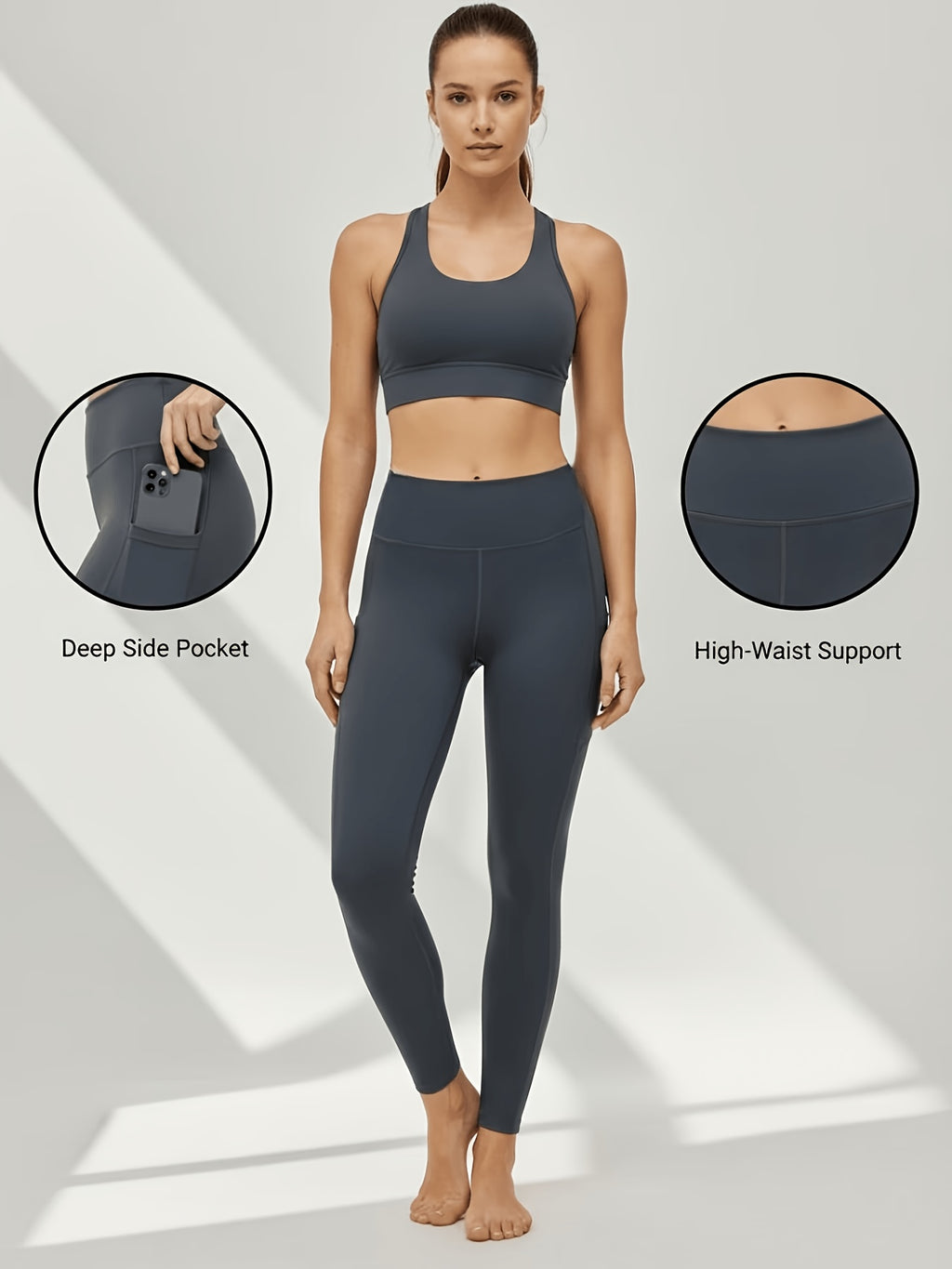5pcs Women's Hip-lifting& Tummy Control Leggings, Quick-drying, Breathable, Highly Elastic and Soft, Suitable for Gym, Yoga, Pilates, Beach Wear - product image 7