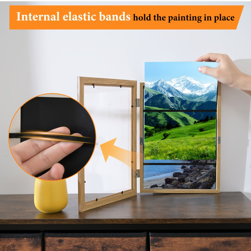Kids Art Frames Front Opening Changeable Artwork Display Frames for Children Drawings Crafts Photos Wall Gallery - Set of 2 or 4, Black White Wood Grain - product image 8