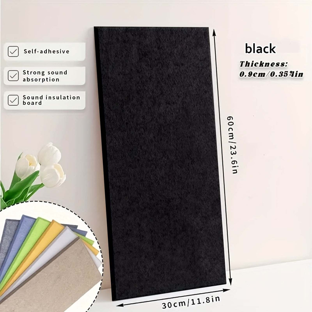 Set of 6 High-Density Acoustic Foam Panels Measuring 12X24X0.4 Inches, Available in Blue, Green, Yellow, Brown, and White, These Self-Adhesive Soundproof Wall - product image 9