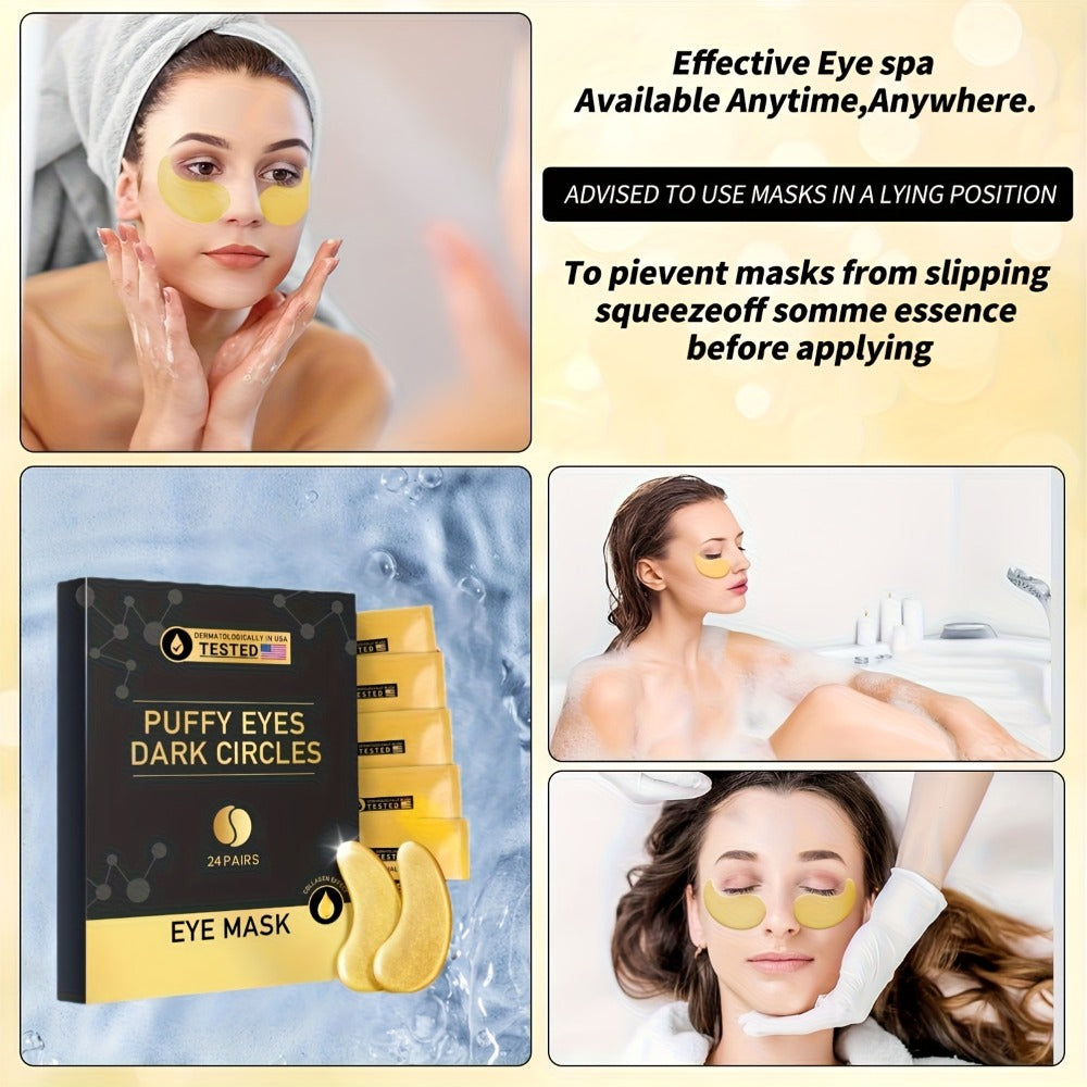 Under Eye Patches 24 Pairs Gold Collagen Hyaluronic Acid Glycerin – Hydrating Eye Mask for Dark Circles Puffiness, Luxury Skincare Gift Set for Women - product image 13