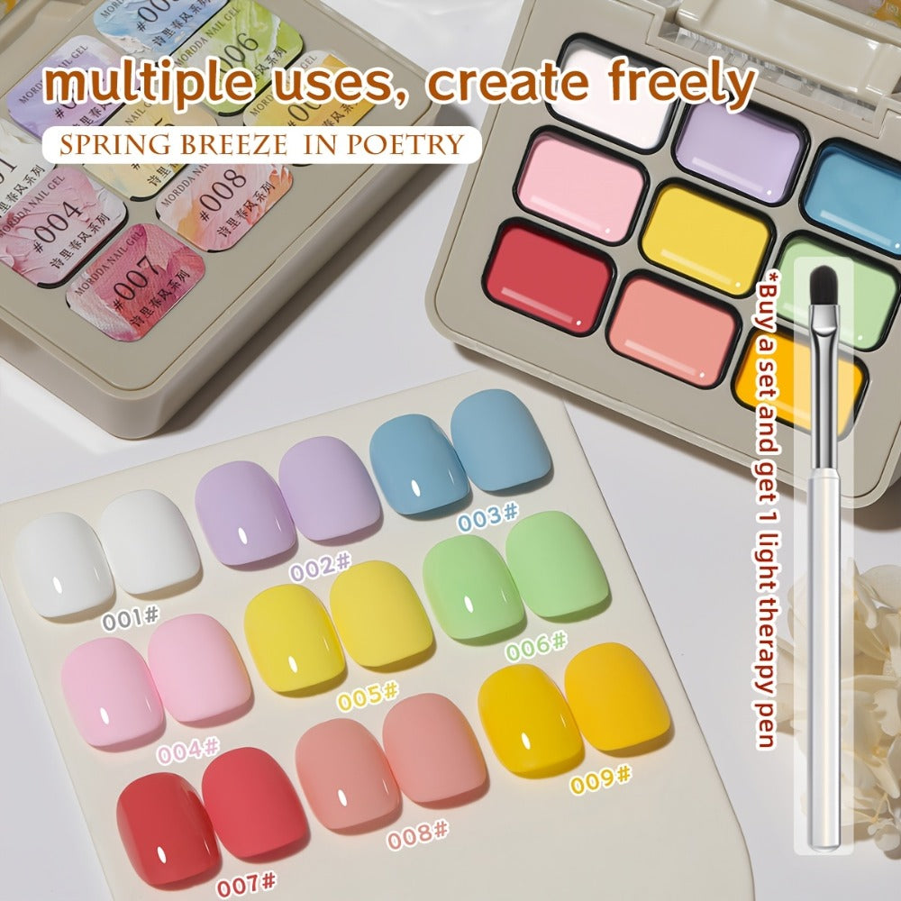 Gel Nail Polish Set 9 Colors with LED Lamp Pen MORDDA Spring Breeze - High Saturation Creamy Alcohol-Free Soak Off UV LED Long Lasting Shimmer Finish Salon & Home DIY Manicure Holi - product image 5