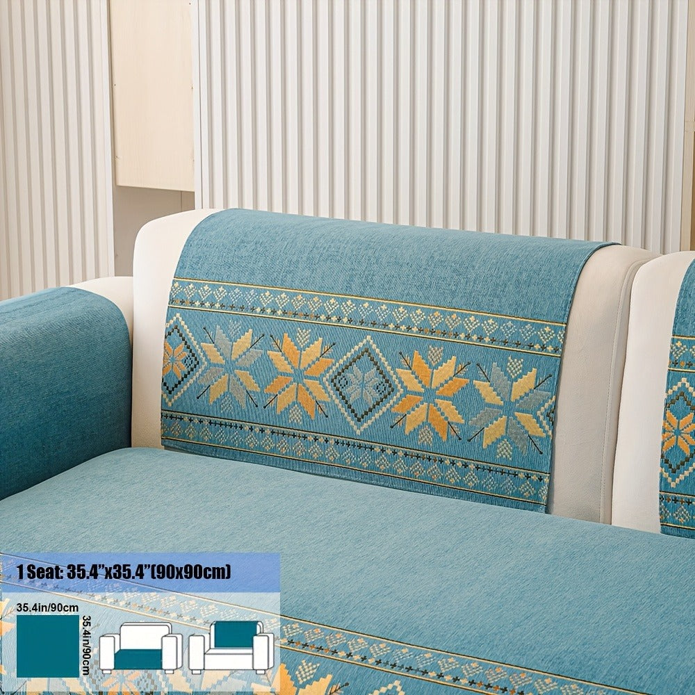 Chenille Sofa Slipcover 1pc Boho Vintage Style - Luxury Non-Slip Removable Four Seasons Universal Couch Cover | Armrest 1 2 3 4 Seater | Dark Gray Light Gray Blue | Living Room Hom - product image 22