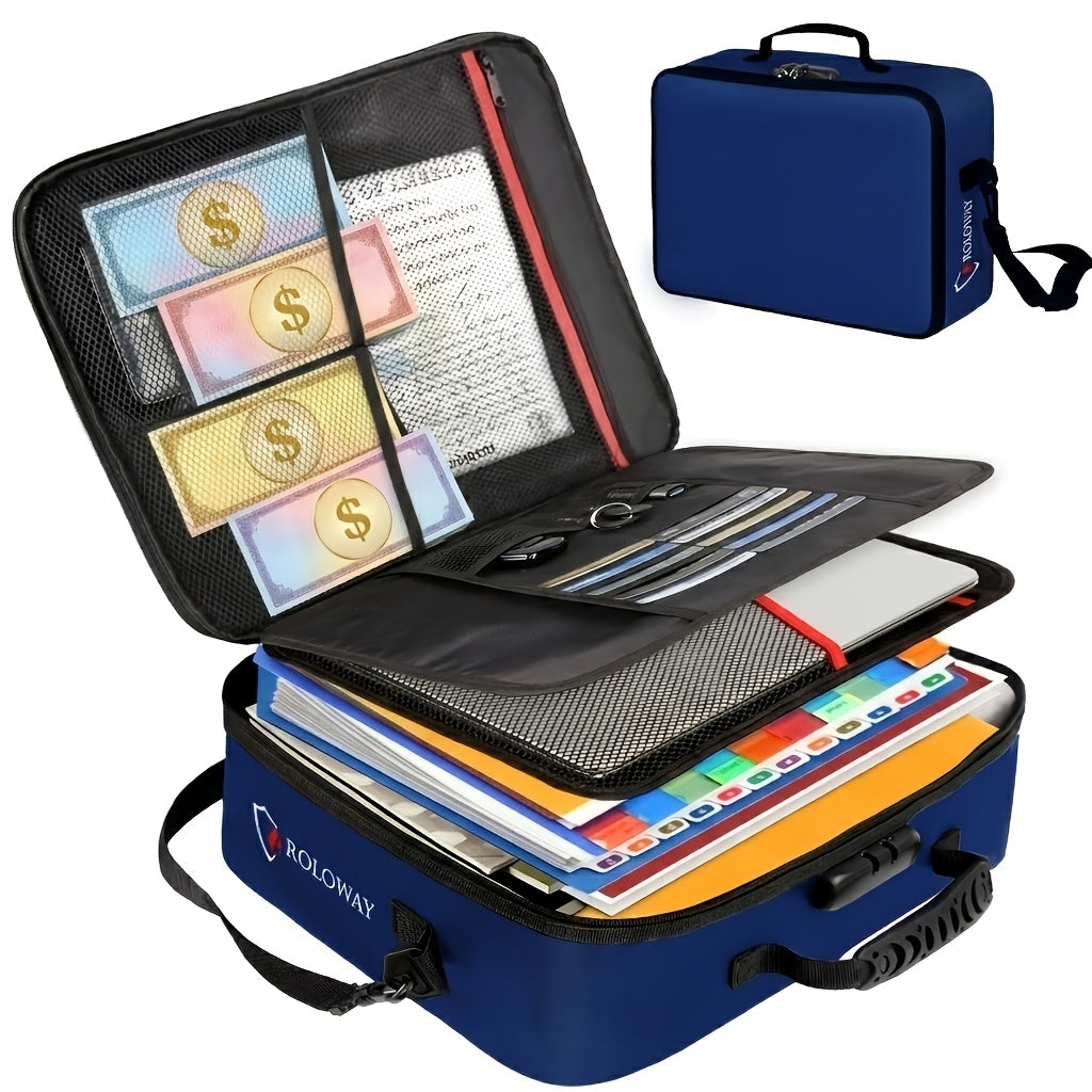 Fireproof Document Bag With Lock - Extra Large 17 X 11.8 X 5 Inch, Important Document Storage Bag With Multi-Layer File Organizers, Portable Safe Storage Bag - product image
