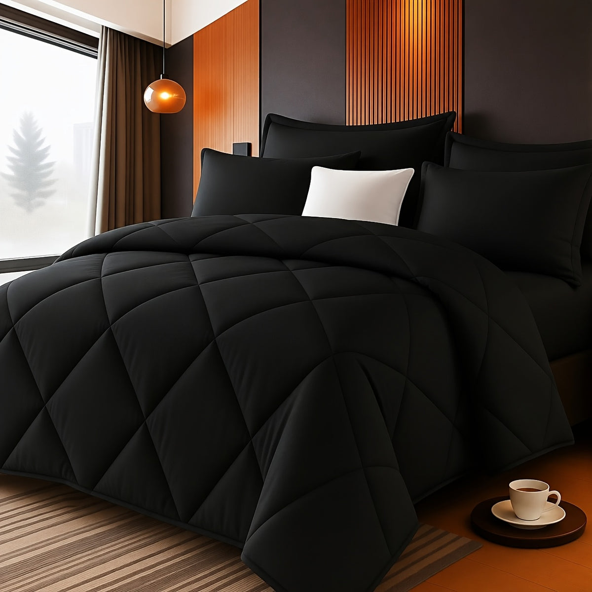3 pcs Solid Color Diamond Quilted Large and King Size Bedding, Soft, Comfortable, and Fluffy, with Microfiber Filling and Lightweight, Breathable Fabric, Easy - product image 2