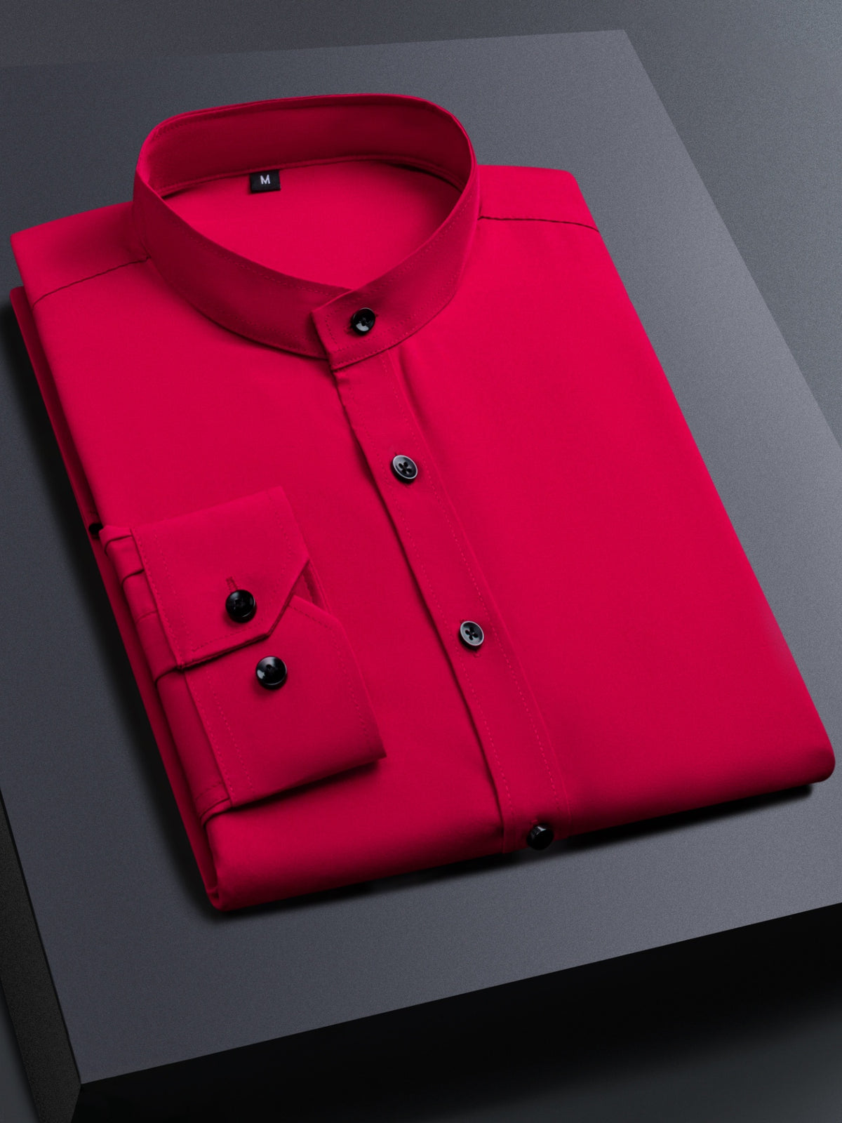 Men's Henley Collar Long Sleeve Shirt | Casual, All-season, Solid Color, Regular Fit, Button Details, Woven Fabric - product image 4