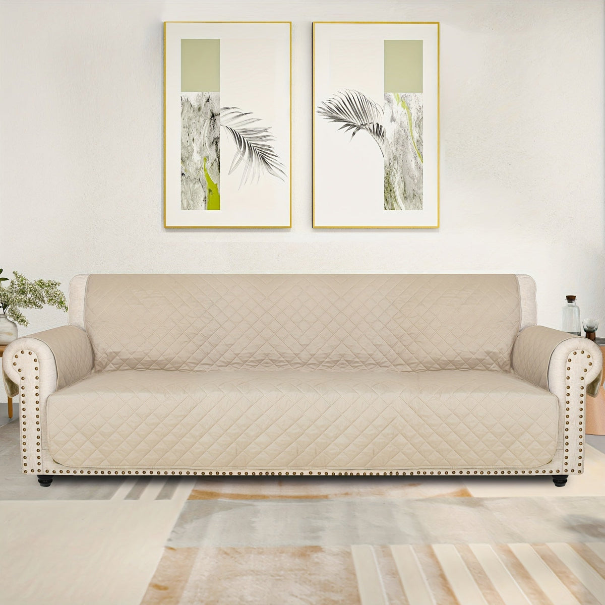 Sofa Slipcover 5-Layer Quilted Thick Sofa Cover Protector Elastic Strap Non-Slip Washable Pet Friendly Universal Fit 3 4 Seater Couch Cover for Living Room - 10 Colors - product image 33