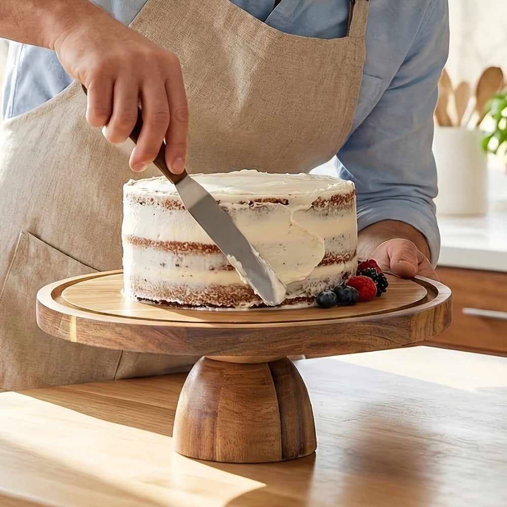 Cake Stand with Acrylic Dome Lid – Acacia Wood Serving Platter 2-in-1 Round Shatterproof Dessert Display Tray for Cheese Charcuterie Fruit Veggie Chips Party Table Centerpiece Holi - product image 6