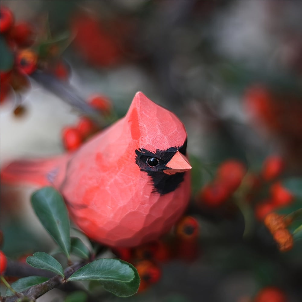 Cardinal Bird Statues Handmade Wood Carving 2pcs - Painted Decorative Bird Figurines for Home Decor Shelf Garden - Best Gift for Bird Lovers Birthday Christmas Family Friends - product image 10
